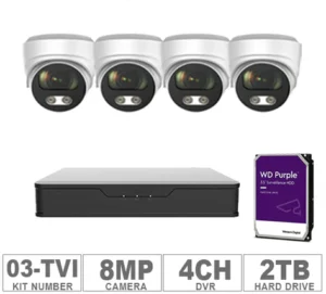 CCTV System 4 Channel NVR 4K , 4 Cameras HD 8MP 4K 24/7 Color View